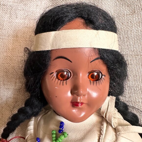 2 Vintage Celluloid Sleepy Eye Ethnic Dolls - Native American - African American - Picture 4 of 13